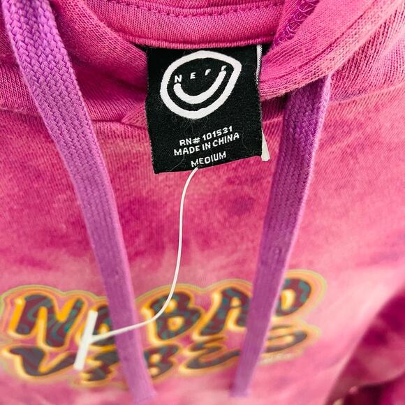 NWOT Neff No Bad Vibes Pink Tie Dye Hoodie - Picture 5 of 8